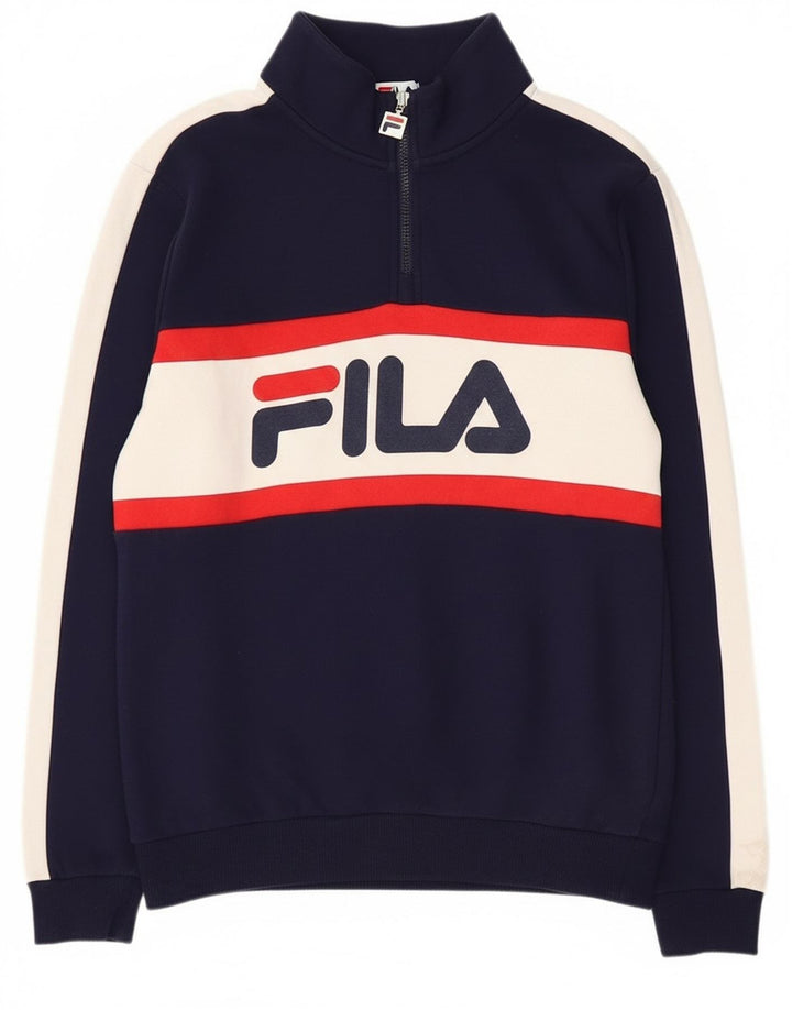 Fila Herre grafisk lynlås-hals sweatshirt lille marineblå farveblok