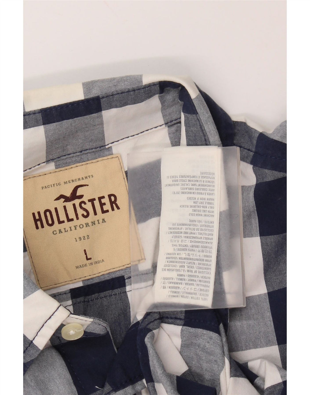 Hollister herreskjorte stor marineblå Gingham bomuld