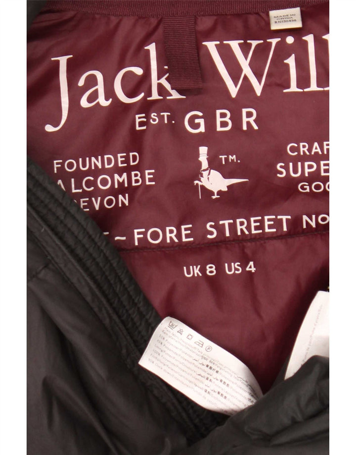 Jack Wills Dame Hætte Polstret Frakke UK 8 Lille Grå Polyester