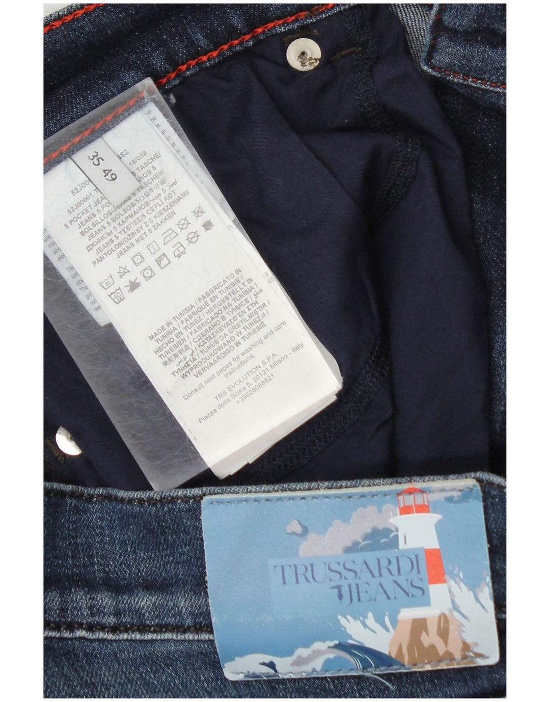 Trussardi Straight Jeans til mænd W35 L31 blå bomuld
