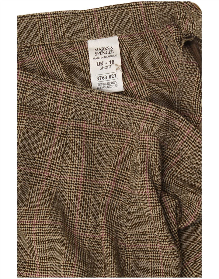 Marks & Spencer Womens Cropped Trousers UK 16 Large W32 L25 Brown