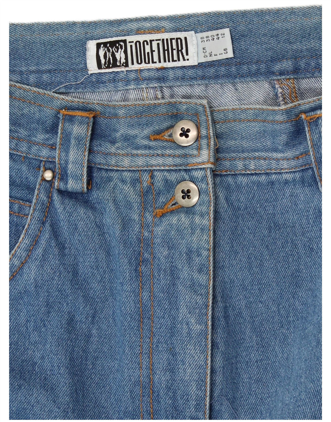 TOGETHER Dame Denim Nederdel UK 12 Medium W28 Blå Bomuld