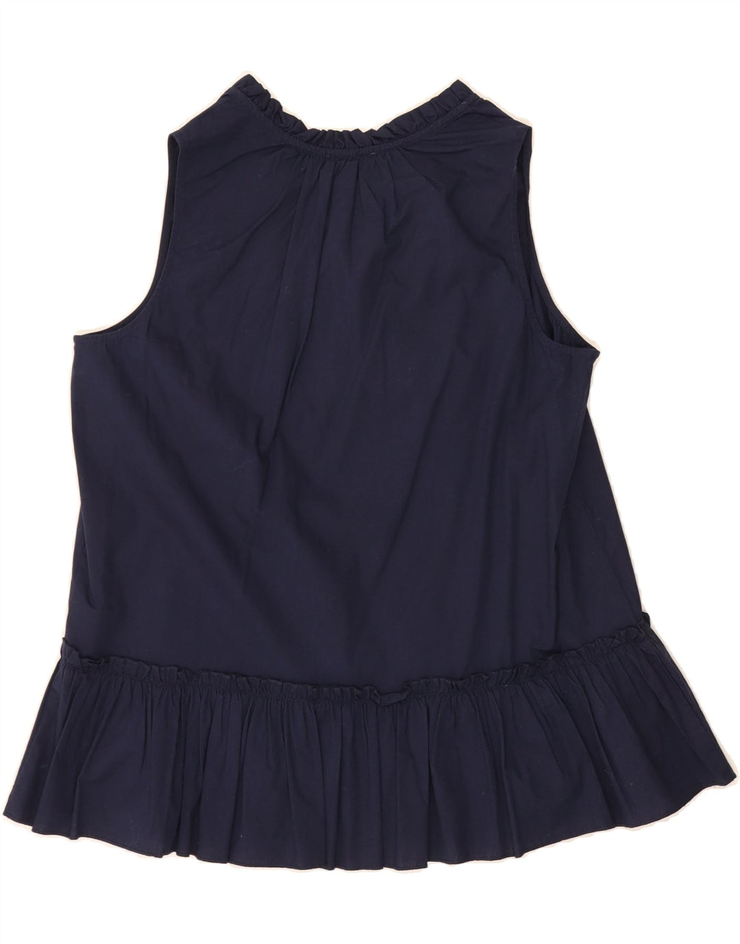 BENETTON Womens Sleeveless Blouse Top UK 14 Medium Navy Blue Cotton Vintage Benetton and Second-Hand Benetton from Messina Hembry 