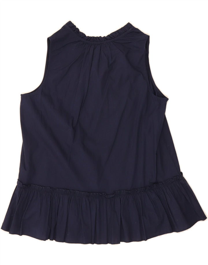 BENETTON Womens Sleeveless Blouse Top UK 14 Medium Navy Blue Cotton Vintage Benetton and Second-Hand Benetton from Messina Hembry 
