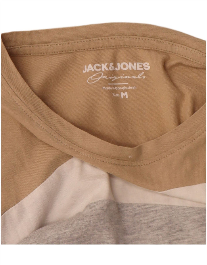JACK & JONES Herre T-shirt Top Medium White Colourblock Bomuld