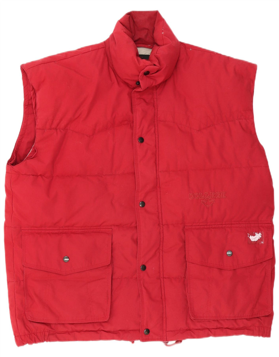 Vintage Polstret Gilet UK 40 Stor Rød Polyester til mænd