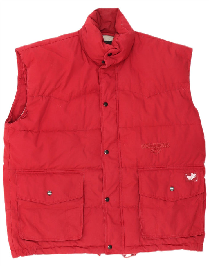 Vintage Polstret Gilet UK 40 Stor Rød Polyester til mænd