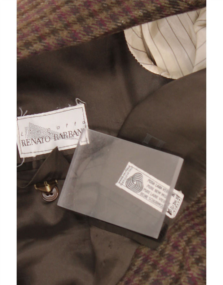 RENATO BARBANO Herre 2-knaps blazerjakke UK 40 Stor brun ternet