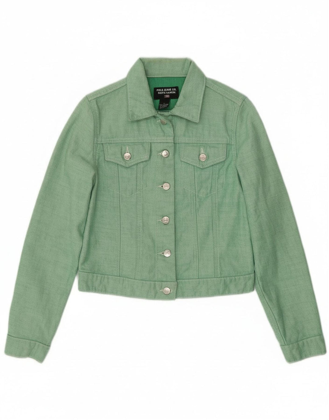 Ralph Lauren Dame Crop Denim Jacket UK 10 Small Green Bomuld