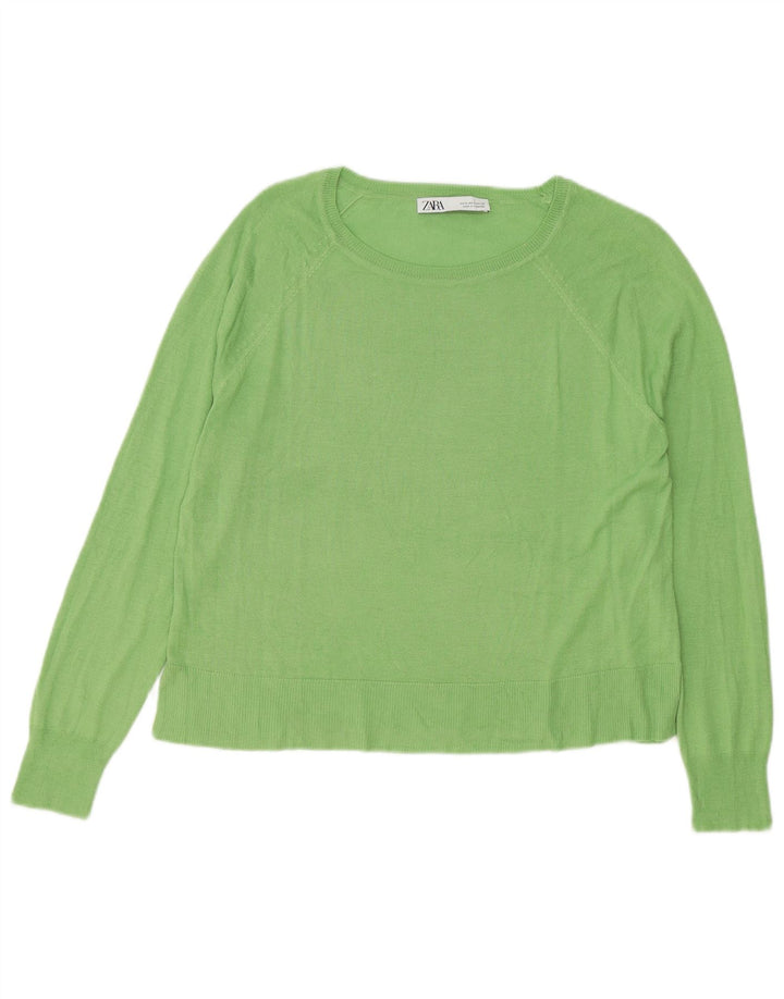 Zara Dame Oversized Boat Neck Jumper Sweater UK 10 Small Green