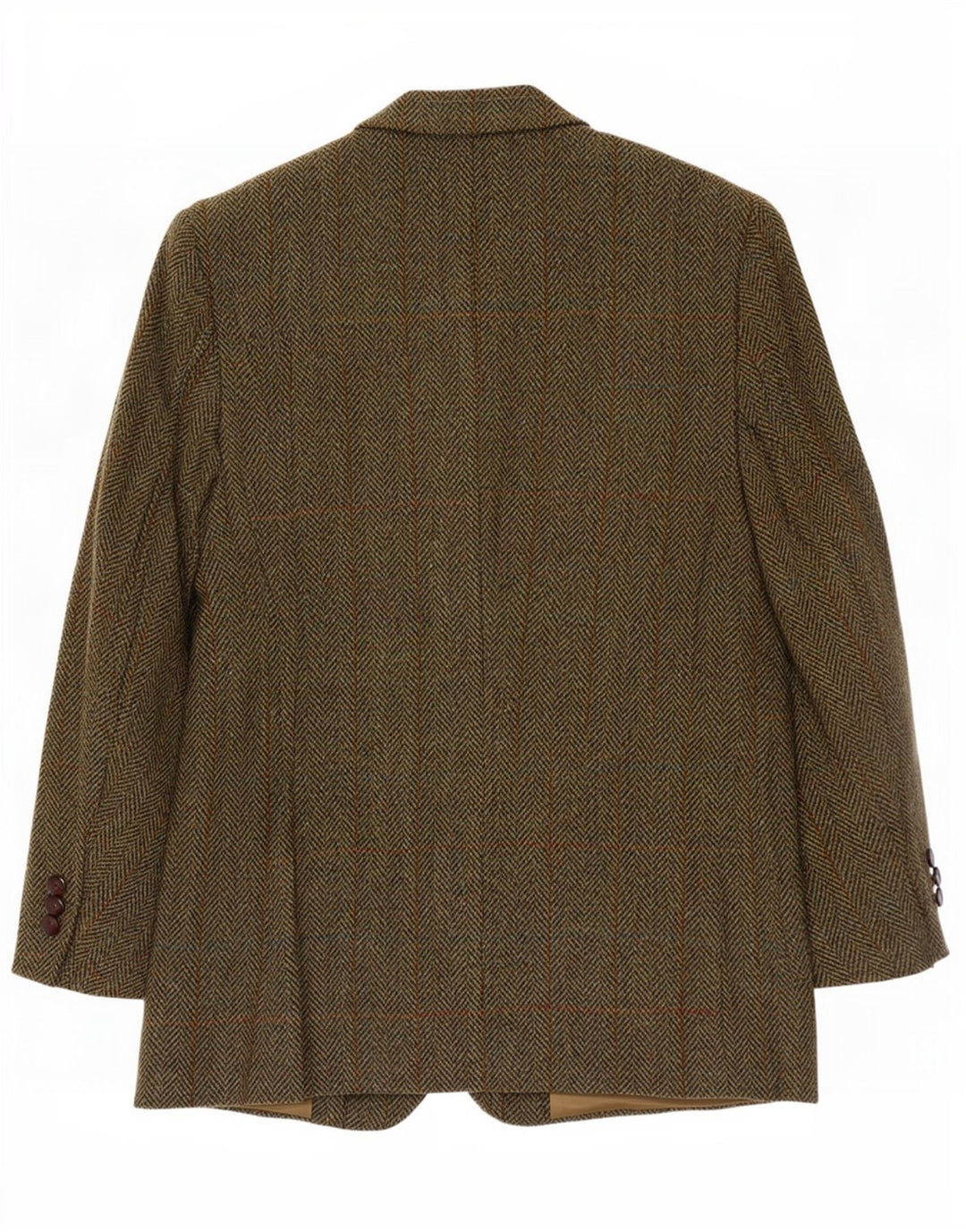 Harris Tweed Herre Short Blazer Jacket EU 48 Medium Khaki Herringbone