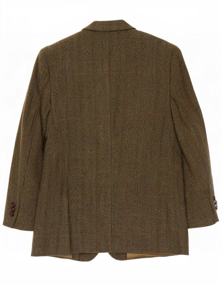 Harris Tweed Herre Short Blazer Jacket EU 48 Medium Khaki Herringbone