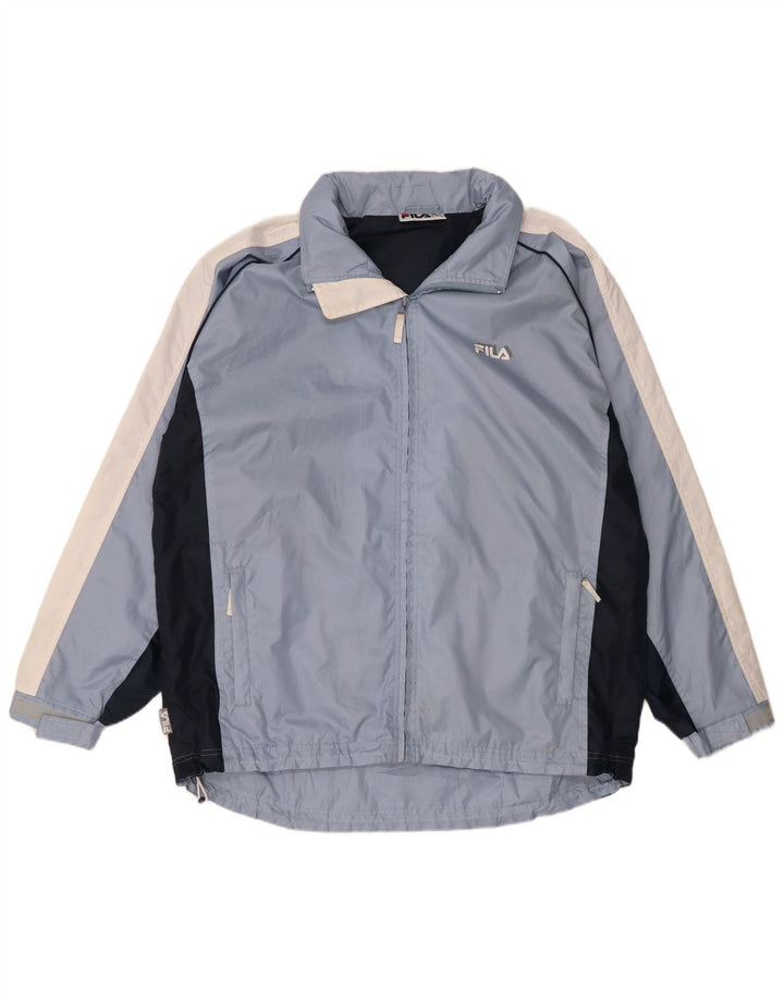 Fila Herre hætte vindjakke UK 40 Large Blue Colourblock Nylon
