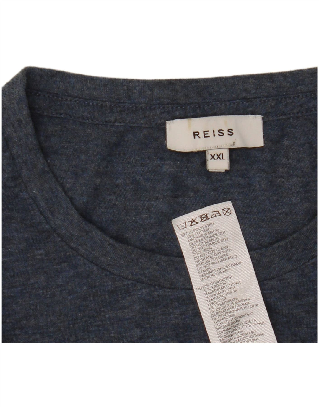 Reiss Herre T-Shirt Top 2XL Navy Blue Flecked Polyester