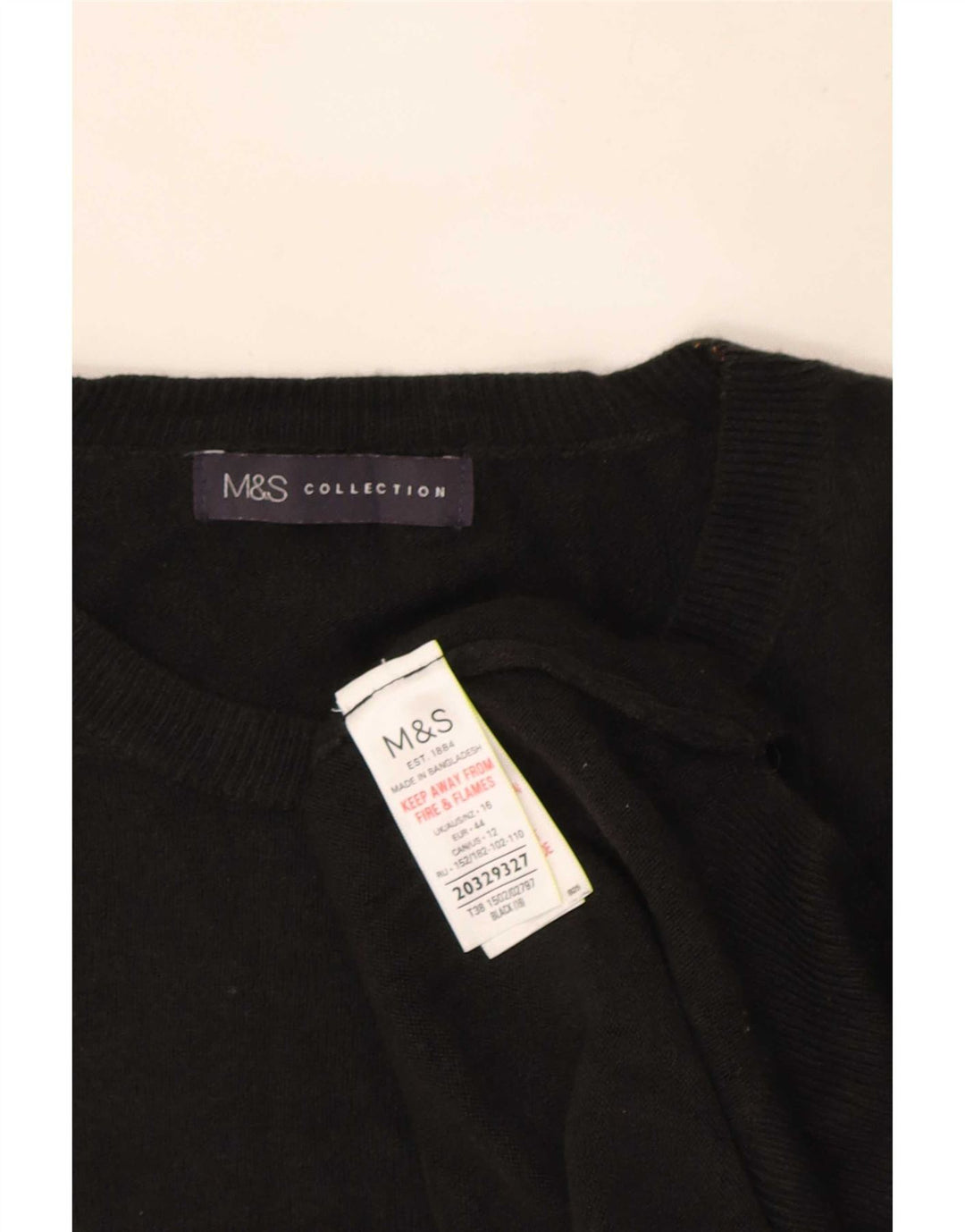 Marks & Spencer Dame Oversized Crew Neck Jumper Sweater UK 16 Large Black