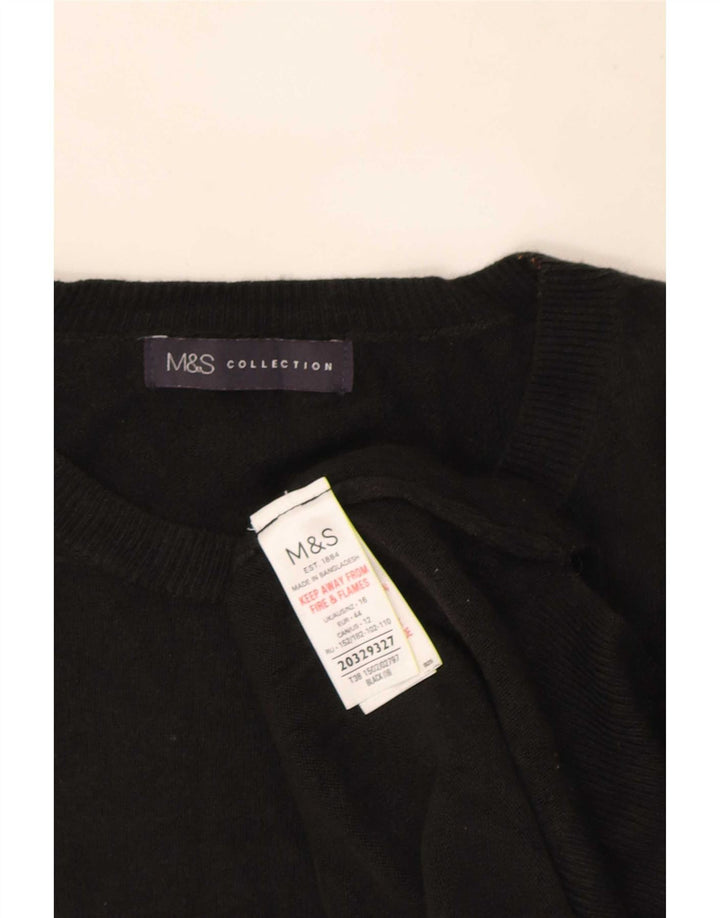 Marks & Spencer Dame Oversized Crew Neck Jumper Sweater UK 16 Large Black