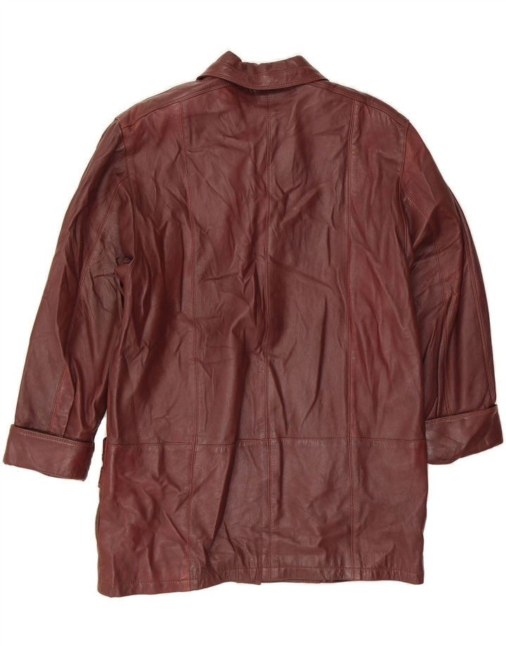 VINTAGE Womens Leather Coat EU 40 Medium Burgundy Lambskin Vintage Vintage and Second-Hand Vintage from Messina Hembry 
