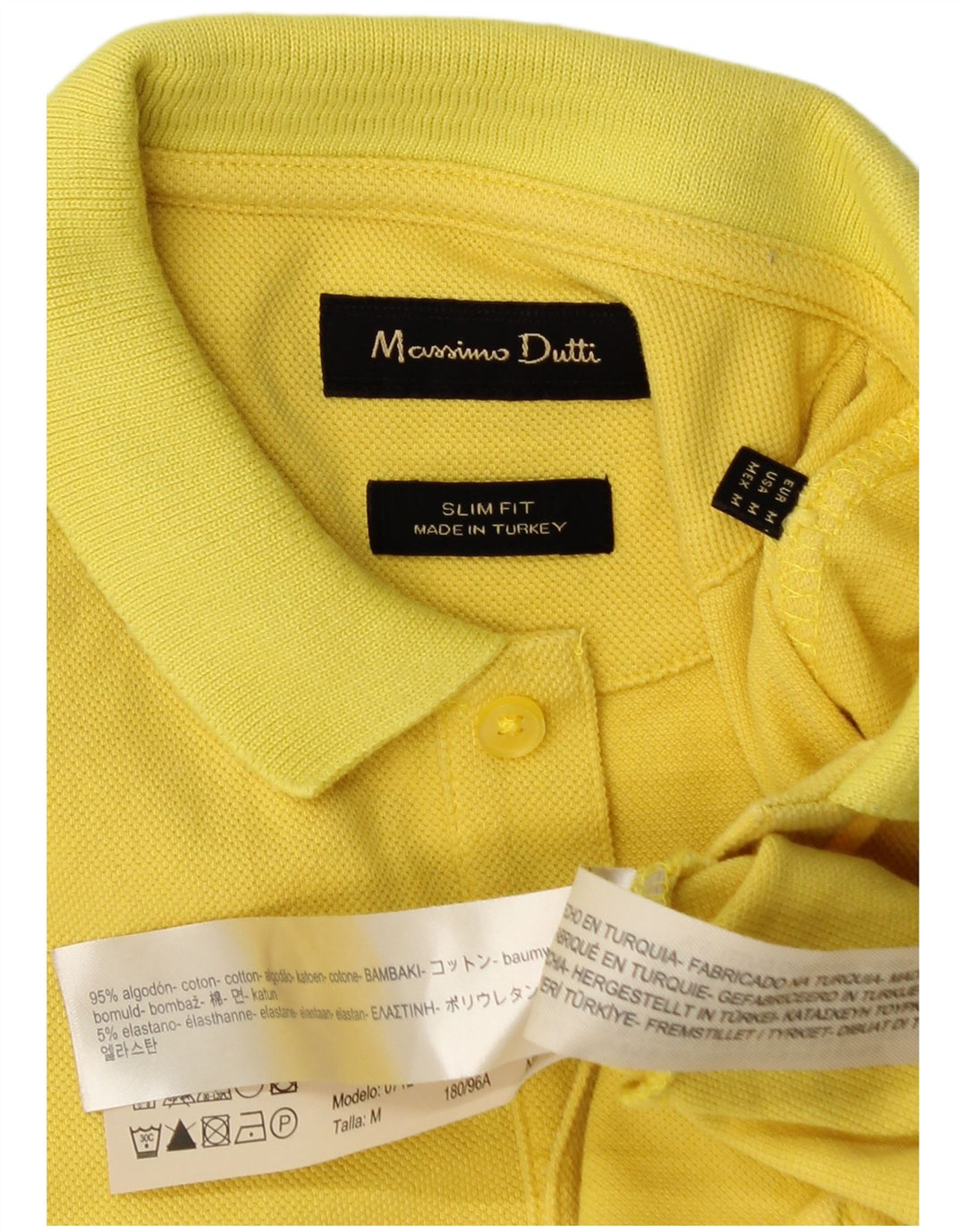 Massimo Dutti Herre Slim Fit Polo Shirt Medium Gul Bomuld