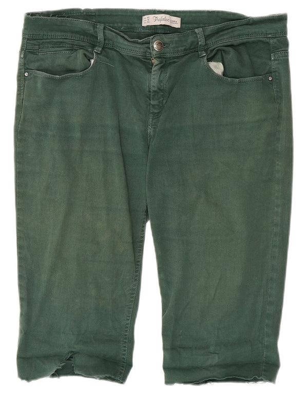 Zara Dame Trafaluc Bermuda Denim Shorts EU 42 Large W32 Grøn