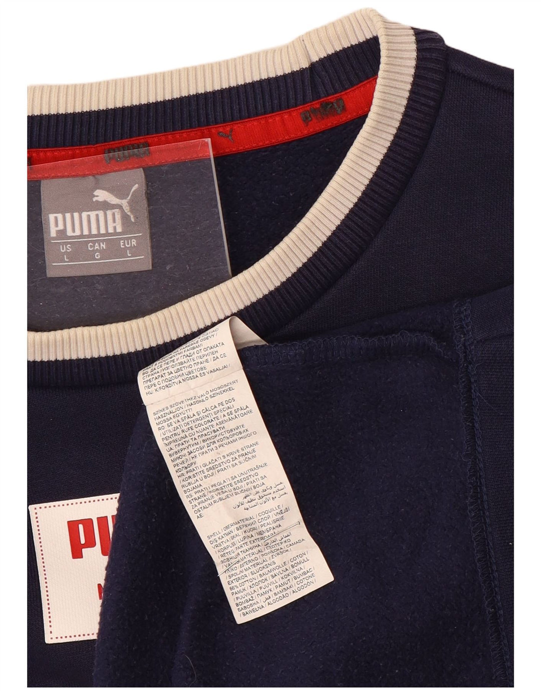 Puma Herre grafisk sweatshirt Jumper Large Marineblå Colourblock Bomuld