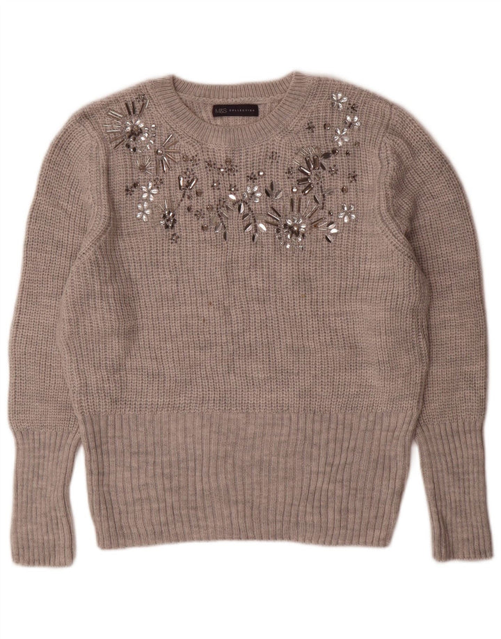 Marks & Spencer Dame sweater med rund hals DK 14 Medium Grå Akryl