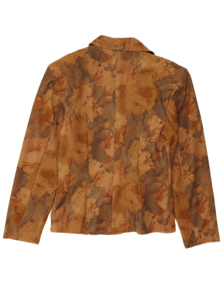 VINTAGE Womens 2 Button Blazer Jacket UK 12 Medium Brown Floral