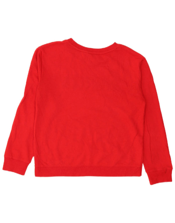 Nautica Dame Grafisk Sweatshirt Jumper UK 14 Medium Rød Bomuld