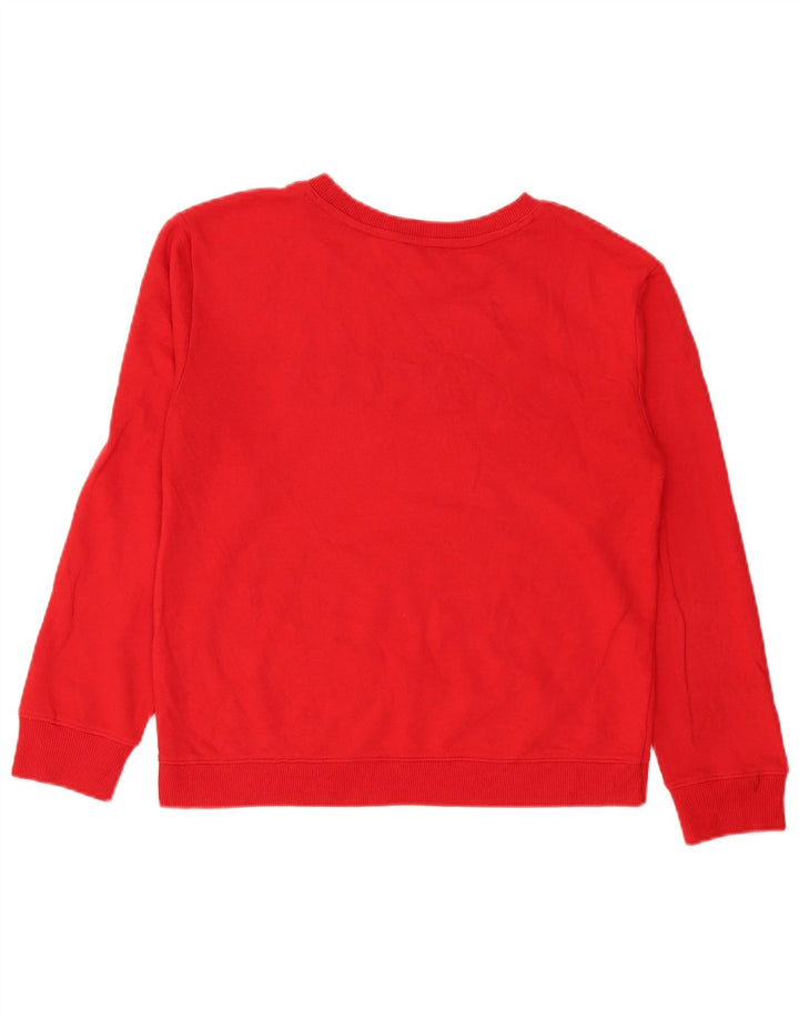 Nautica Dame Grafisk Sweatshirt Jumper UK 14 Medium Rød Bomuld