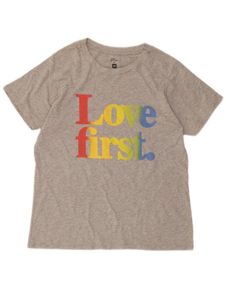 J. CREW Grafisk T-shirt top til kvinder DK 14 Stor grå