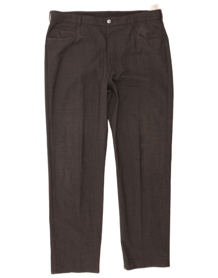 Marks & Spencer Straight Casual bukser til mænd W38 L31 Grå ternet polyester