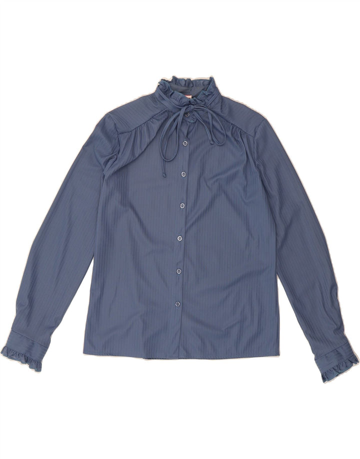 VINTAGE Womens Shirt Blouse IT 42 Medium Blue Striped Polyester Vintage Vintage and Second-Hand Vintage from Messina Hembry 