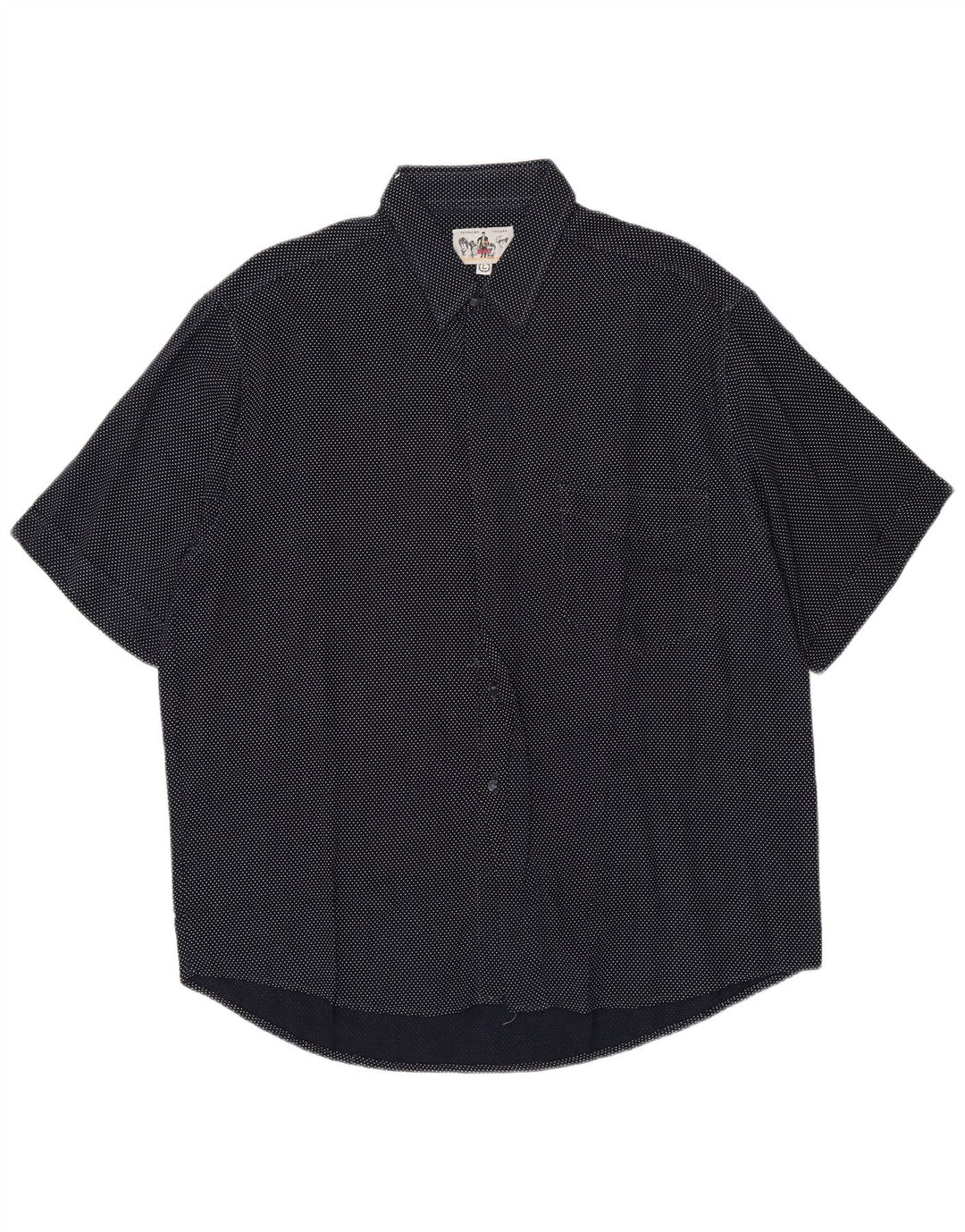 Azzurra Kortærmet Herreskjorte Stor Sort Polka Dot Viscose Retro