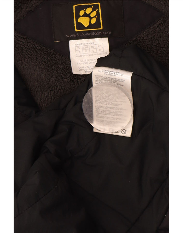 JACK WOLFSKIN Dame hætte vindjakke UK 10 Lille sort polyamid