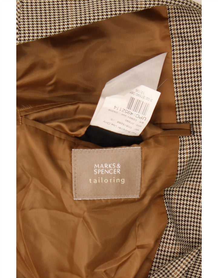 Marks & Spencer Herre 2-knaps blazerjakke UK 40 Medium Brown Houndstooth