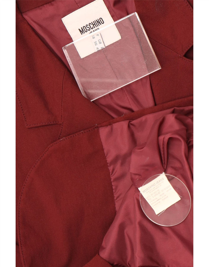 Moschino Herre 3-knaps blazerjakke UK 36 Small Maroon Viscose