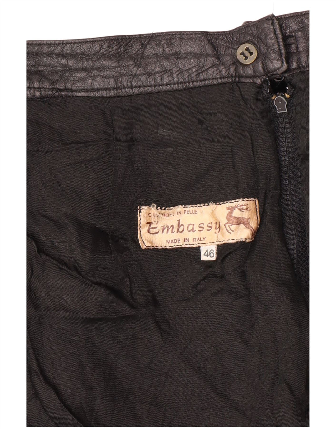 EMBASSY Dame højtaljet lædernederdel IT 46 Large W26 sort læder