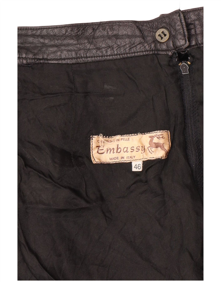 EMBASSY Dame højtaljet lædernederdel IT 46 Large W26 sort læder