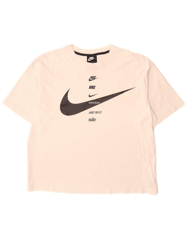Nike herre Swoosh grafisk T-shirt top mellem hvid bomuld