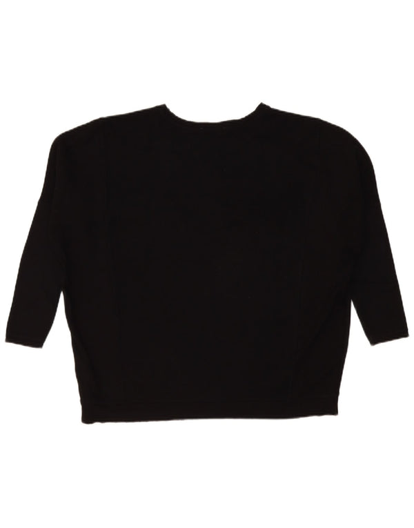 Zara Dame 3/4-ærmet Oversized Boat Neck sweater UK 10 Small Black