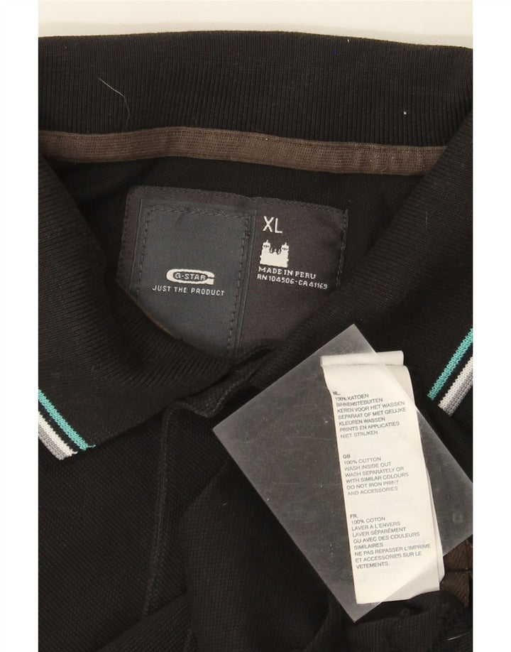 G-Star Herre grafisk poloshirt XL sort bomuld