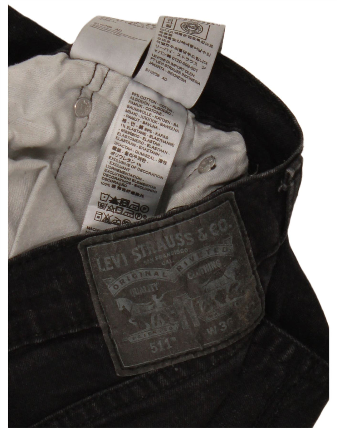 Levi's Herre 511 Slim Jeans W36 L32 Sort Bomuld