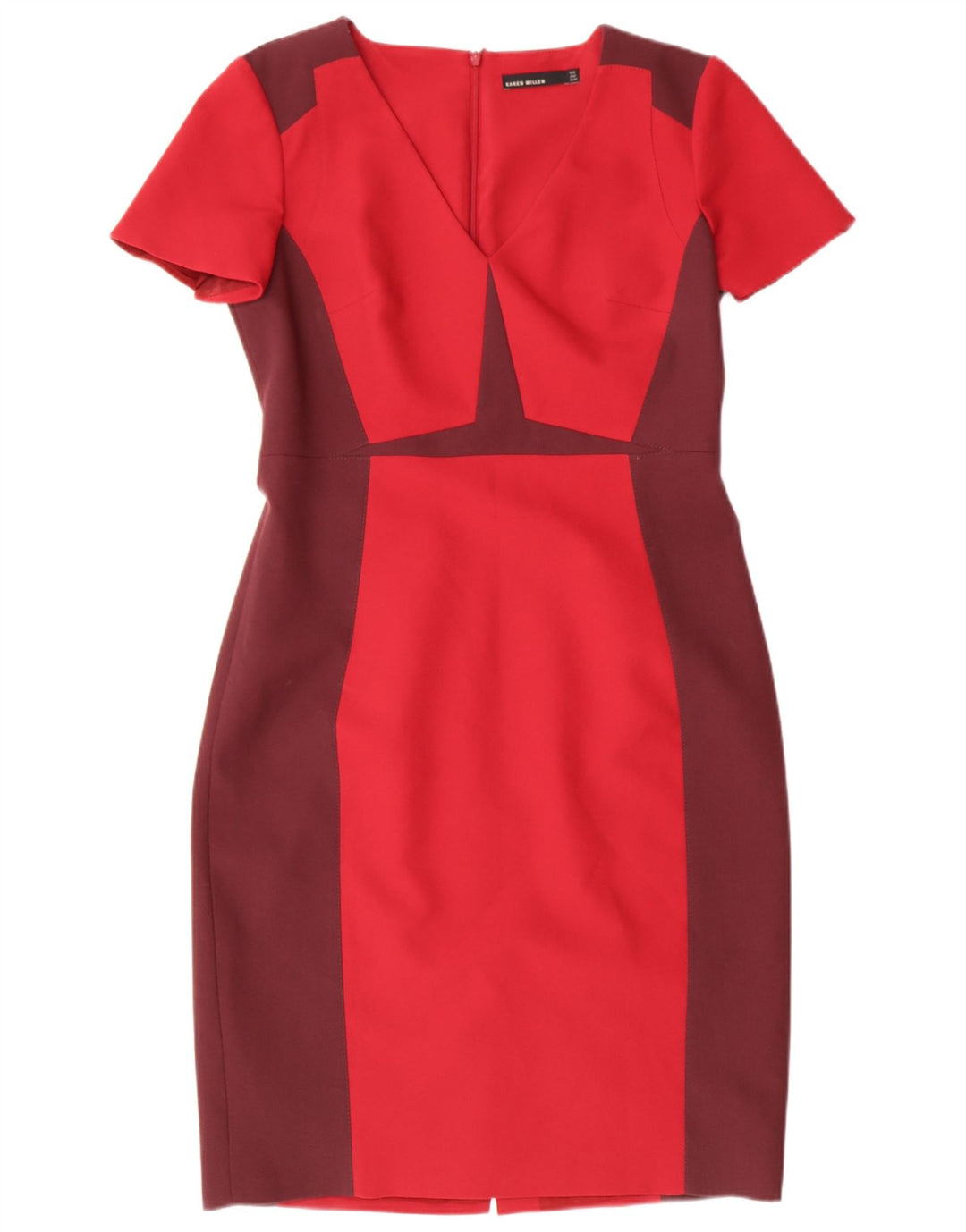 KAREN MILLEN Womens Sheath Dress UK 16 Large Red Colourblock Polyester