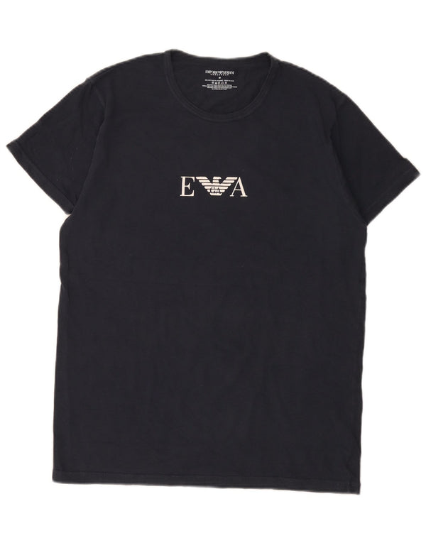 Emporio Armani Herre grafisk T-shirt Top Medium Navy Blue