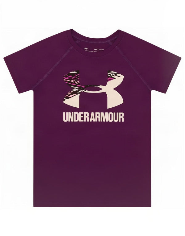 Under Armour Girls Heat Gear Grafisk T-Shirt Top 7-8 År Lille Lilla