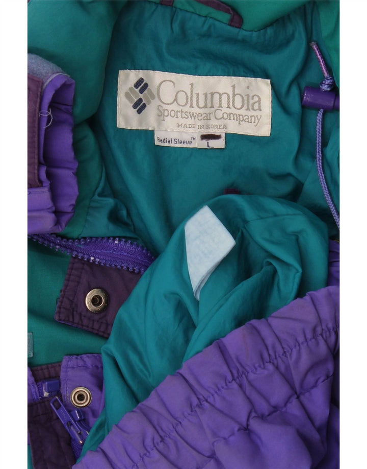 Columbia Dame Oversized Windbreaker Jacket UK 16 Large Purple Colourblock
