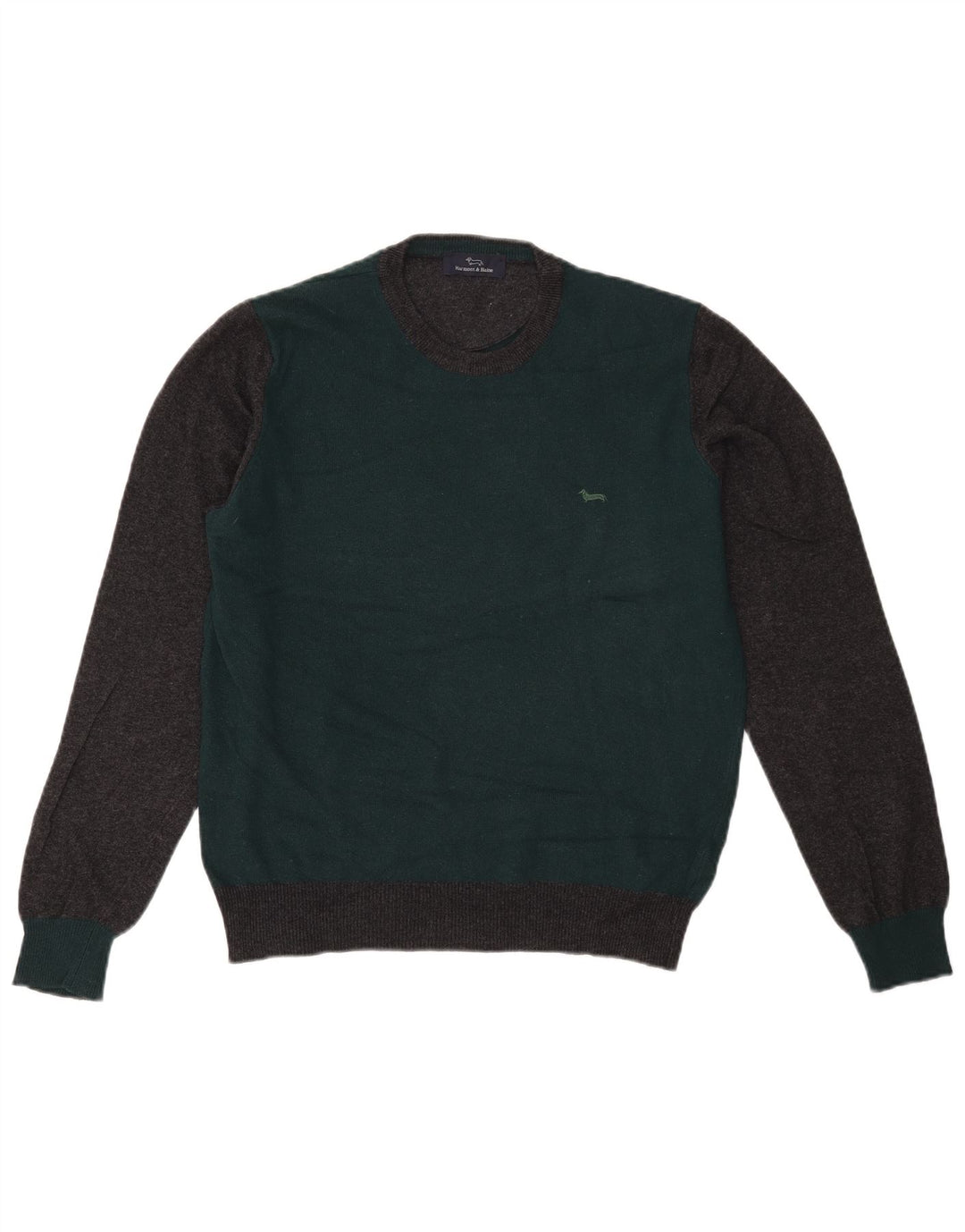 Harmont & Blaine Herre sweater med rund hals, lille grøn Colourblock Uld