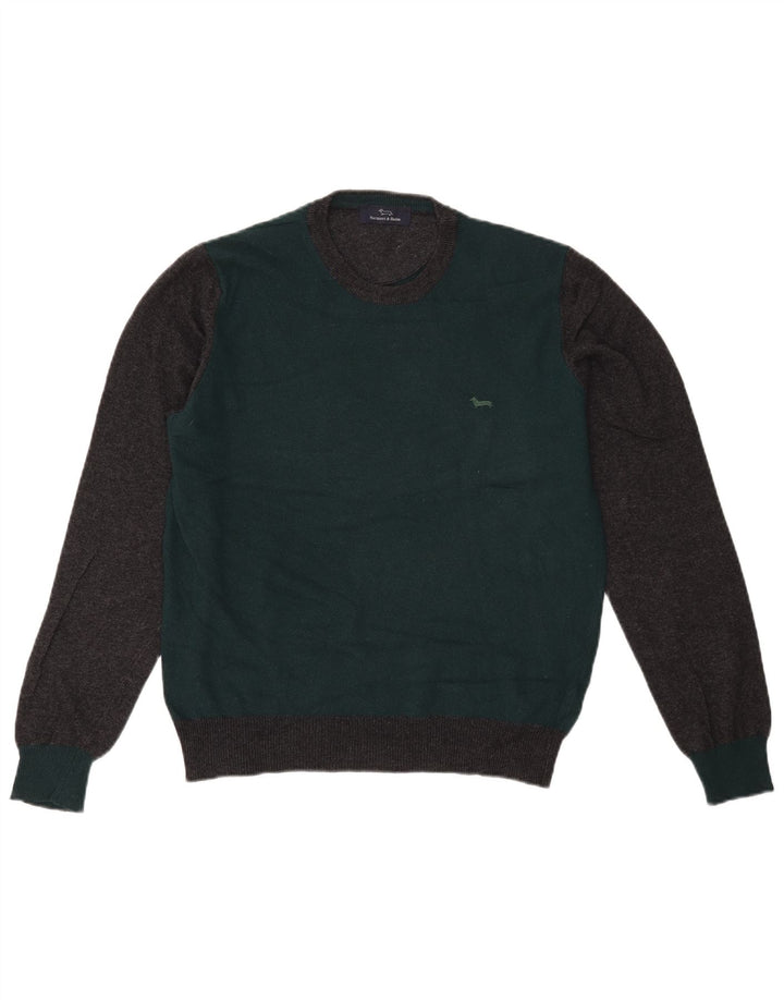 Harmont & Blaine Herre sweater med rund hals, lille grøn Colourblock Uld