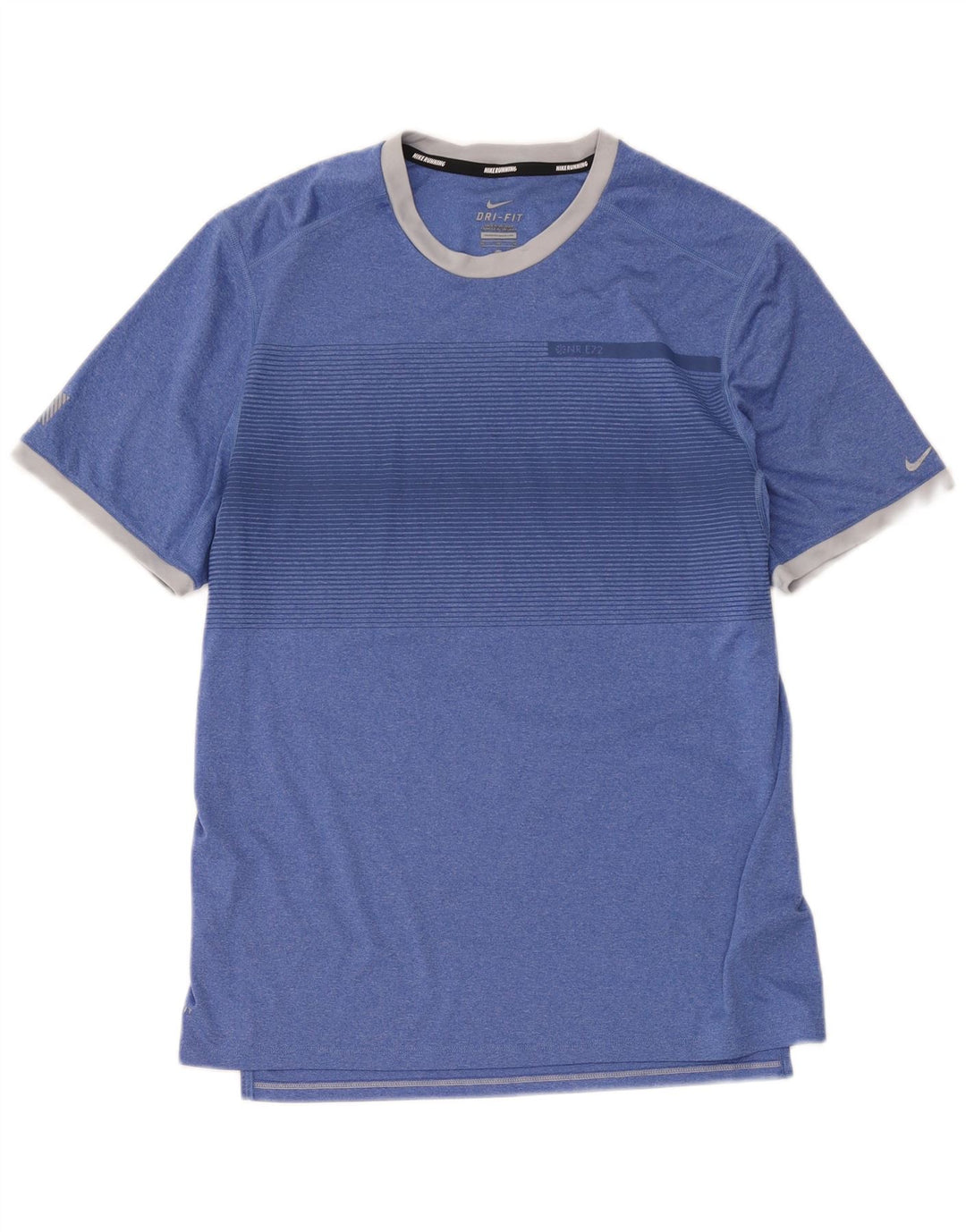 Nike herre Dri Fit T-shirt top mellemblå stribet polyester