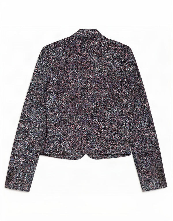Monsoon Womens Bolero Jacket UK 12 Medium Black Floral Bomuld