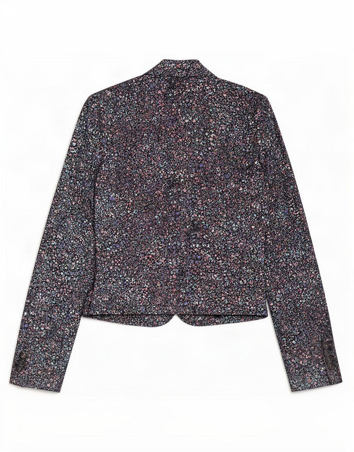 Monsoon Womens Bolero Jacket UK 12 Medium Black Floral Bomuld